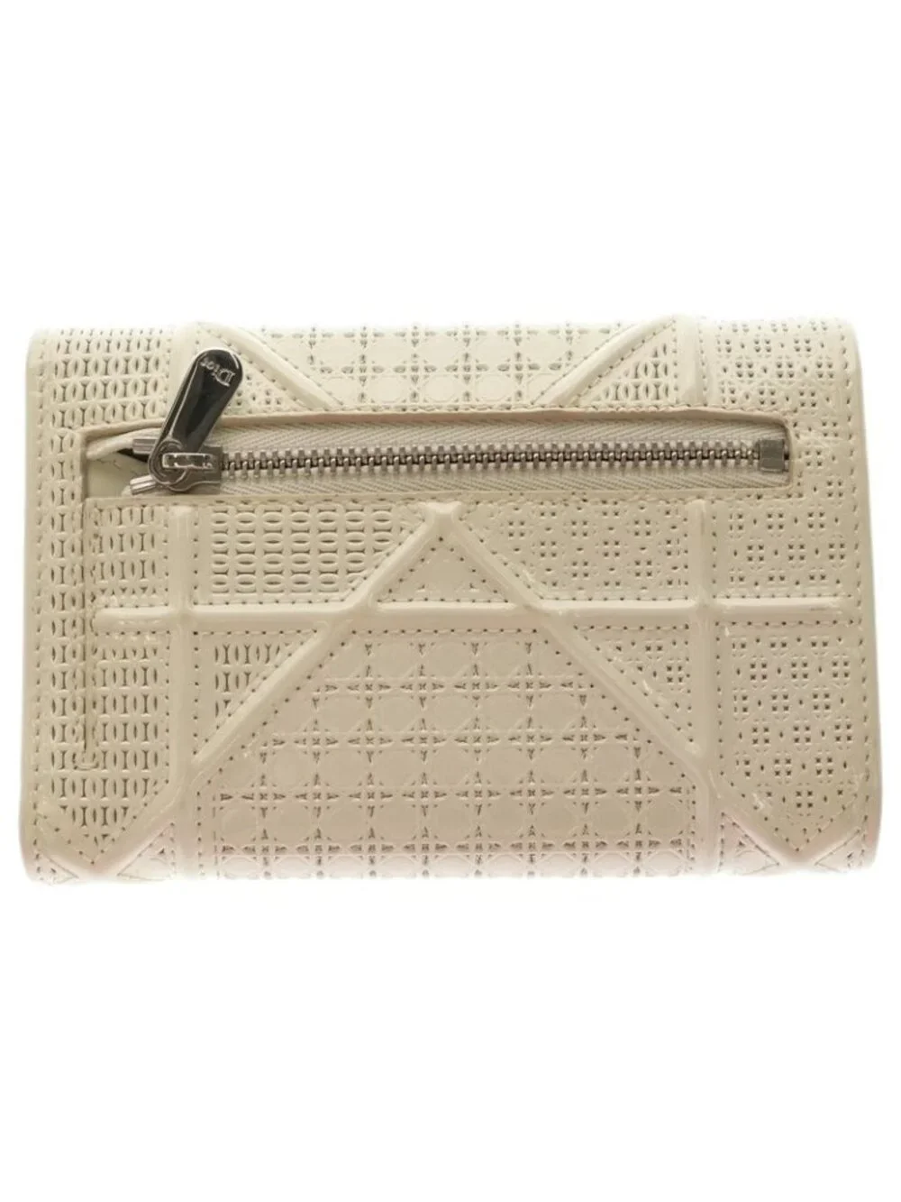 Dior Diorama Leather Trifold Wallet Compact White